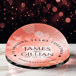 Elegant 35th Coral Wedding Anniversary Celebration Paperweight