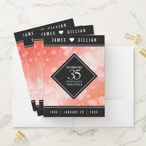 Elegant 35th Coral Wedding Anniversary Celebration Pocket Folder
