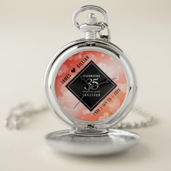 Elegant 35th Coral Wedding Anniversary Celebration Pocket Watch by expressionsoccasions at Zazzle
