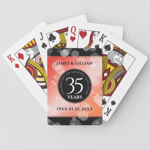 Elegant 35th Coral Wedding Anniversary Celebration Poker Cards