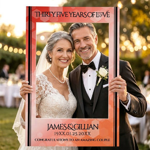 Elegant 35th Coral Wedding Anniversary Celebration Selfie Frame