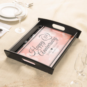 Elegant 35th Coral Wedding Anniversary Celebration Serving Tray