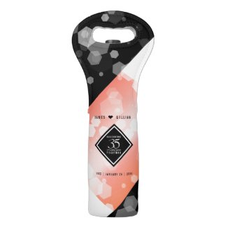 Elegant 35th Coral Wedding Anniversary Celebration Wine Bag