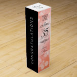 Elegant 35th Coral Wedding Anniversary Celebration Wine Box<br><div class="desc">Add an extra special touch to 35th wedding anniversary celebrations with this commemorative wine gift box! Elegant black serif and sans serif lettering with hexagonal confetti on a coral background add a memorable touch for this special occasion and extraordinary milestone. Customize with the happy couple's names and the years of...</div>