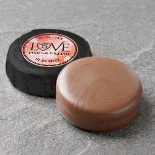 Elegant 35th Coral Wedding Anniversary Dipped Oreo Cookie Favors