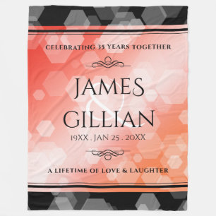 Elegant 35th Coral Wedding Anniversary Fleece Blan Blanket