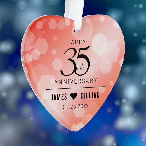 Elegant 35th Coral Wedding Anniversary Ornament