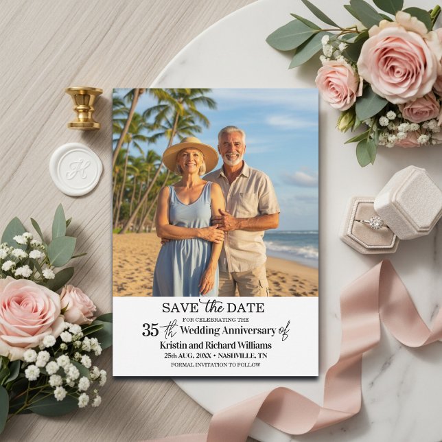 Elegant 35th Wedding Anniversary Photo Save The Date (Creator Uploaded)