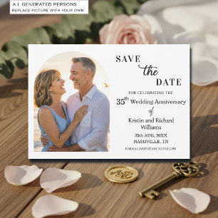 Elegant 35th Wedding Anniversary Photo Save The Date