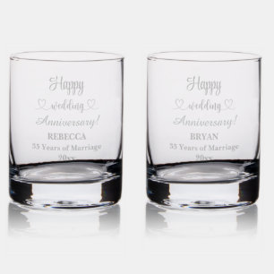Elegant 35th Wedding Anniversary Special Occasion Rocks Glass