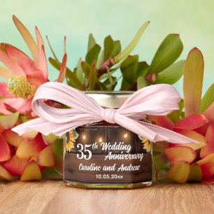 Elegant 35th Wedding Anniversary String Lights Honey Jar Favors