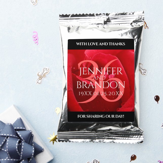 Elegant 36th Rose Wedding Anniversary Celebration Coffee Drink Mix (Packets)