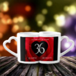 Elegant 36th Rose Wedding Anniversary Celebration Coffee Mug Set<br><div class="desc">Nothing says "you complete me" or "your better/other half" than these 36th rose wedding anniversary lovers' mugs. Elegant lettering on a red romantic rose background add a memorable touch for this special occasion and extraordinary milestone. Customize with couple's names, and years of marriage or a congratulatory message. Reverse shows identical...</div>