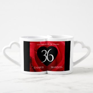 Elegant 36th Rose Wedding Anniversary Celebration Lovers' Mugs