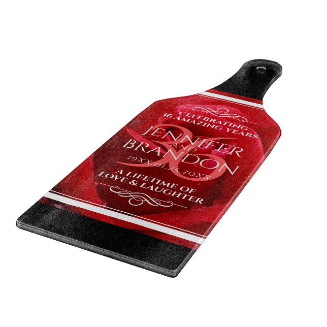 Elegant 36th Rose Wedding Anniversary Celebration Cutting Board (Corner)