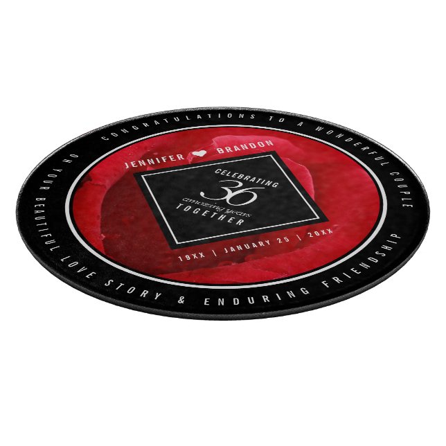 Elegant 36th Rose Wedding Anniversary Celebration Cutting Board (Corner)