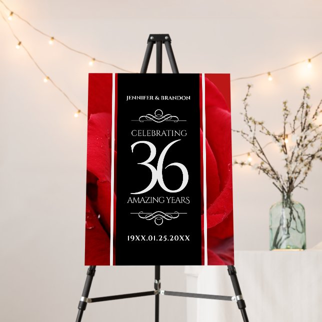 Elegant 36th Rose Wedding Anniversary Celebration Foam Board (In Situ (Stand))