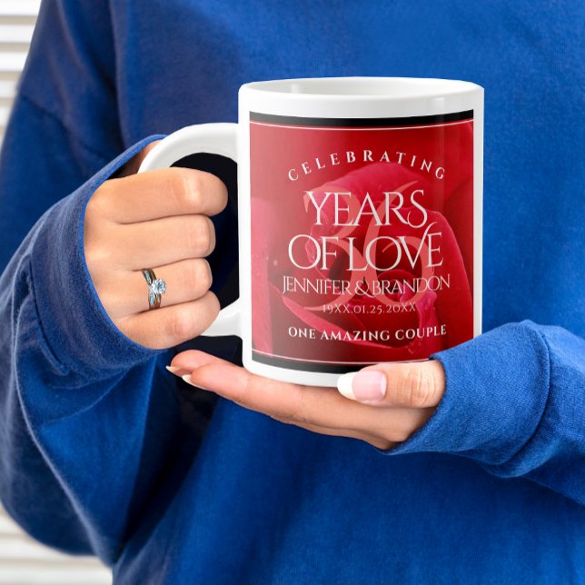 Elegant 36th Rose Wedding Anniversary Celebration Giant Coffee Mug (36th Wedding Anniversary Jumbo Mug Cover Photo.)