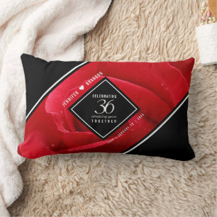 Elegant 36th Rose Wedding Anniversary Celebration Lumbar Pillow