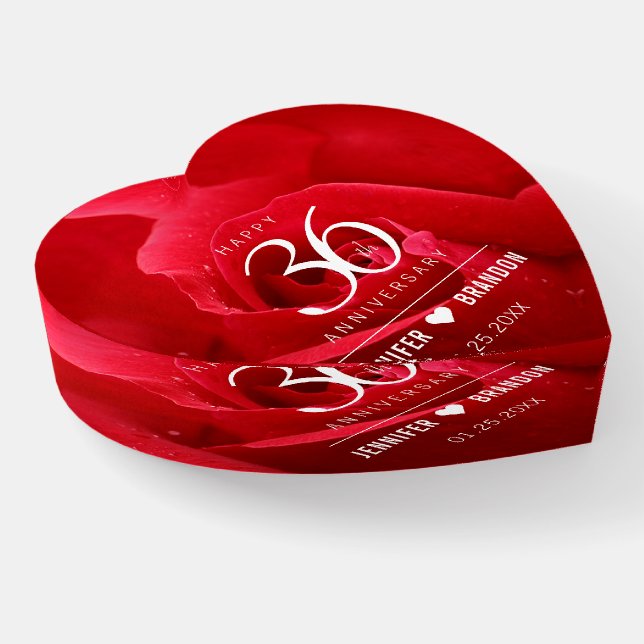 Elegant 36th Rose Wedding Anniversary Celebration Paperweight (Angled)