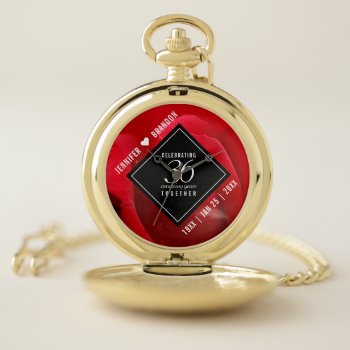 Elegant 36th Rose Wedding Anniversary Celebration Pocket Watch by expressionsoccasions at Zazzle