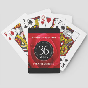 Elegant 36th Rose Wedding Anniversary Celebration Poker Cards