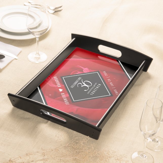 Elegant 36th Rose Wedding Anniversary Celebration Serving Tray (Front)