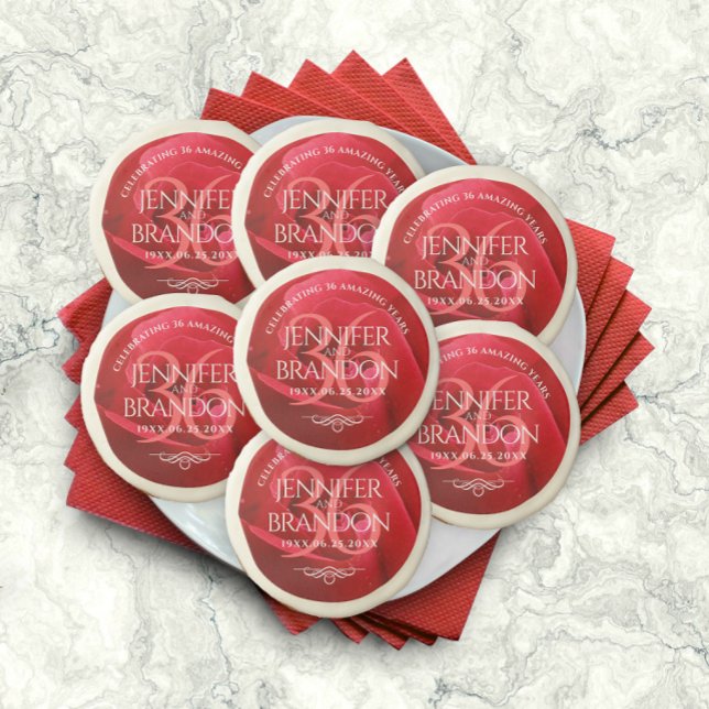 Elegant 36th Rose Wedding Anniversary Celebration Sugar Cookie (Creator Uploaded)