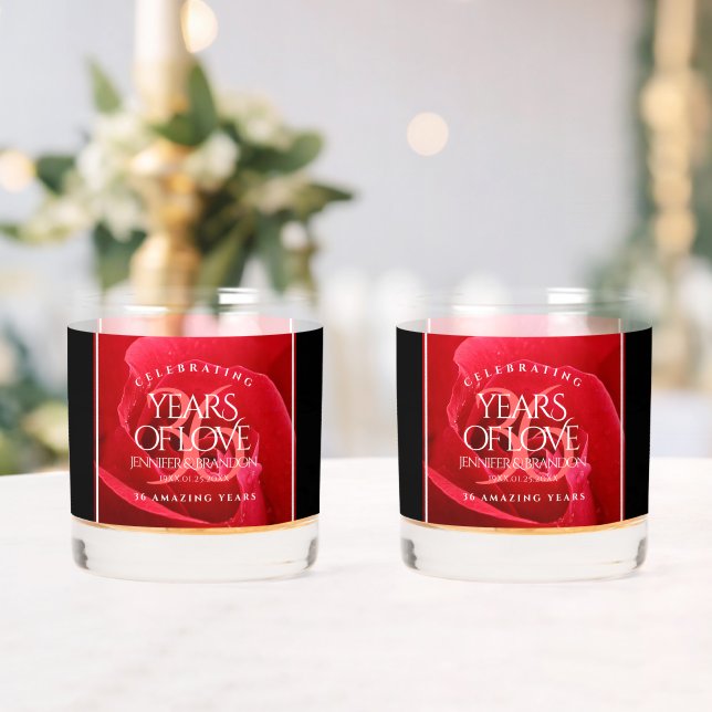 Elegant 36th Rose Wedding Anniversary Celebration Whiskey Glass (Insitu (Wedding))