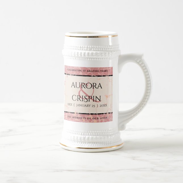 Elegant 37th Alabaster Wedding Anniversary Beer Stein (Right)