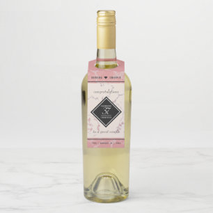 Elegant 37th Alabaster Wedding Anniversary Bottle Hanger Tag