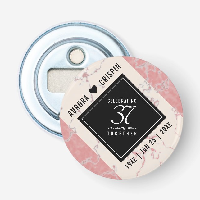 Elegant 37th Alabaster Wedding Anniversary Bottle Opener (Front)