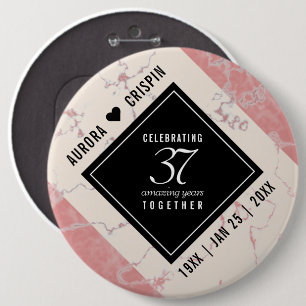 Elegant 37th Alabaster Wedding Anniversary Button