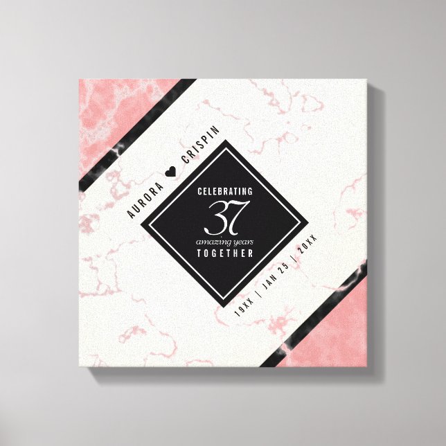 Elegant 37th Alabaster Wedding Anniversary Canvas Print (Front)