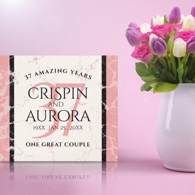 Elegant 37th Alabaster Wedding Anniversary Canvas Print (Creator Uploaded)