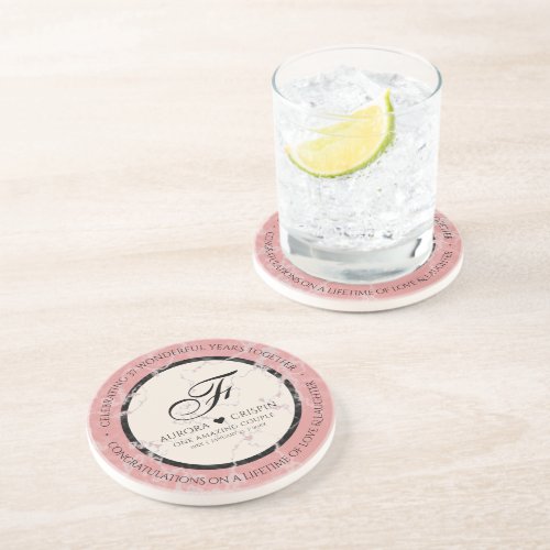 Elegant 37th Alabaster Wedding Anniversary Coaster