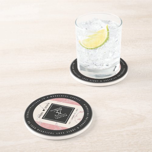 Elegant 37th Alabaster Wedding Anniversary Coaster