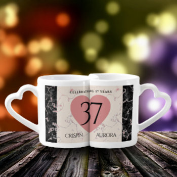 Elegant 37th Alabaster Wedding Anniversary Coffee Mug Set by expressionsoccasions at Zazzle