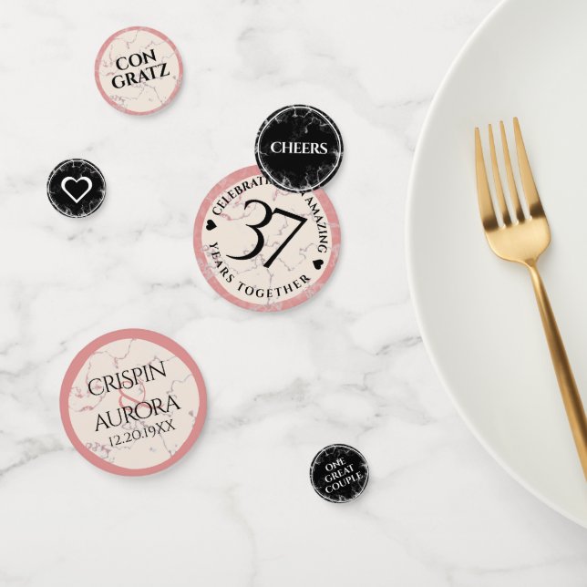 Elegant 37th Alabaster Wedding Anniversary Confetti (Group)