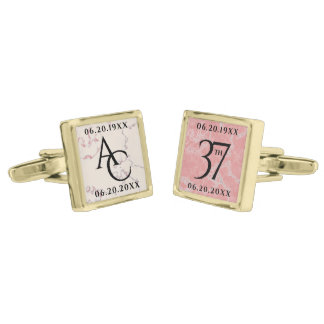 Elegant 37th Alabaster Wedding Anniversary Cufflinks