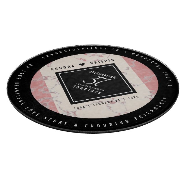 Elegant 37th Alabaster Wedding Anniversary Cutting Board (Corner)