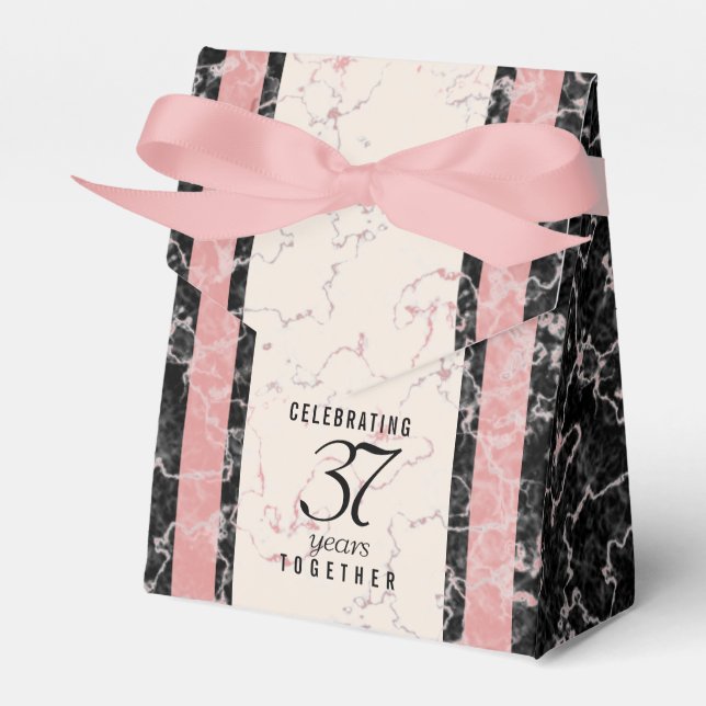 Elegant 37th Alabaster Wedding Anniversary Favor Boxes (Front Side)