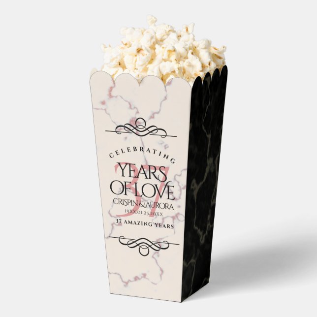 Elegant 37th Alabaster Wedding Anniversary Favor Boxes (Popped)