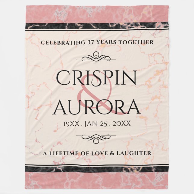 Elegant 37th Alabaster Wedding Anniversary Fleece Blanket (Front)