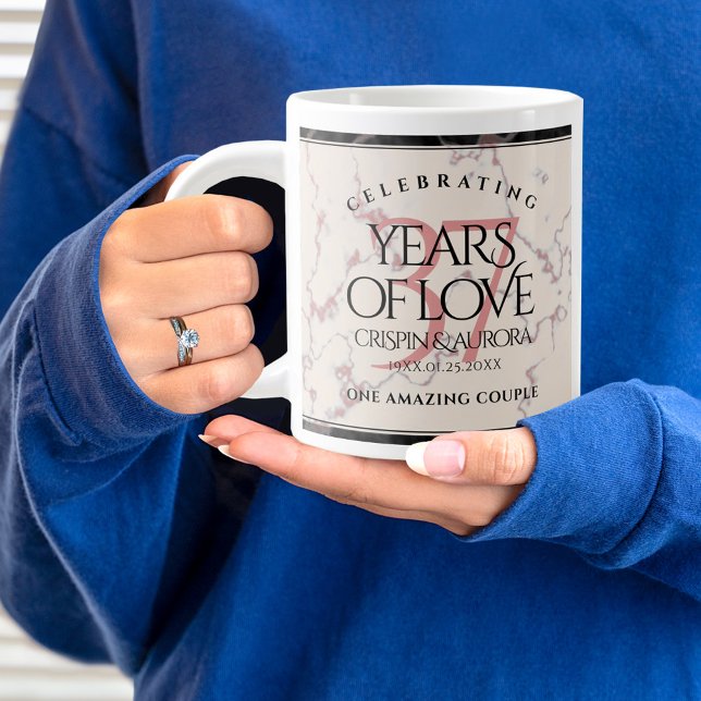Elegant 37th Alabaster Wedding Anniversary Giant Coffee Mug (37th Wedding Anniversary Jumbo Coffee Mug Cover Photo.)