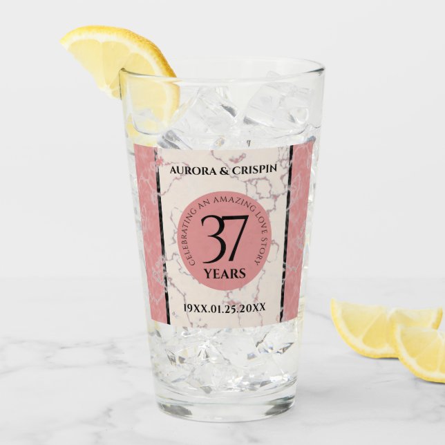 Elegant 37th Alabaster Wedding Anniversary Glass (Front Ice)