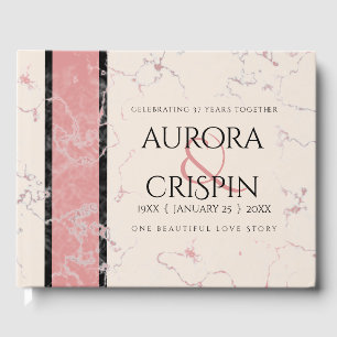 Elegant 37th Alabaster Wedding Anniversary Guest Book