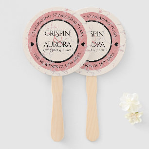 Elegant 37th Alabaster Wedding Anniversary Hand Fan