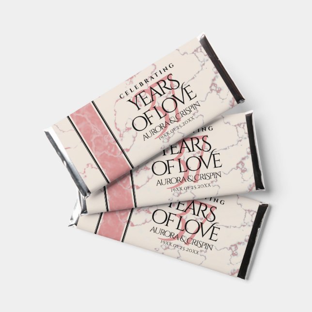 Elegant 37th Alabaster Wedding Anniversary Hershey Bar Favors (Front)