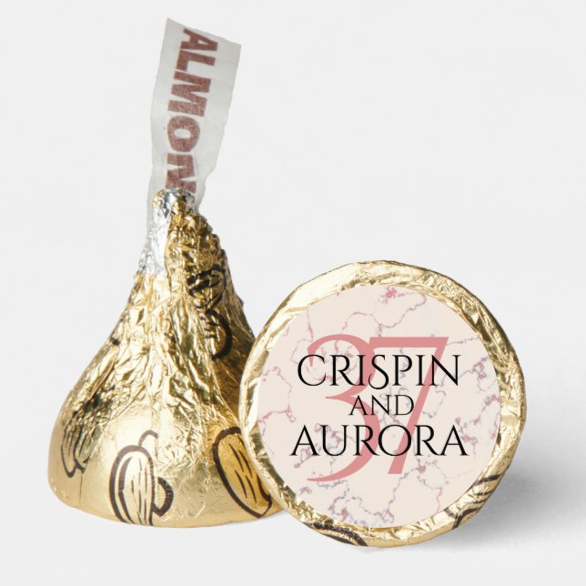 Elegant 37th Alabaster Wedding Anniversary Hershey®'s Kisses® (Front)